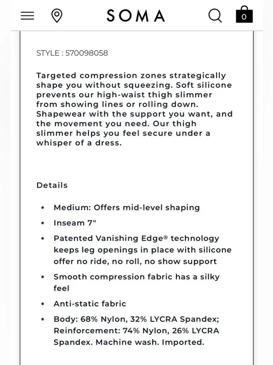 NWT SOMA Shaping Vanishing Edge High-Waist Thigh Slimmer Shorts Black Size Large - Picture 4 of 5